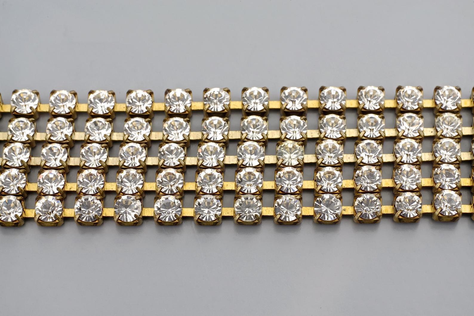Vintage YVES SAINT LAURENT Ysl Star Multi Layer Rhinestone Bracelet For ...