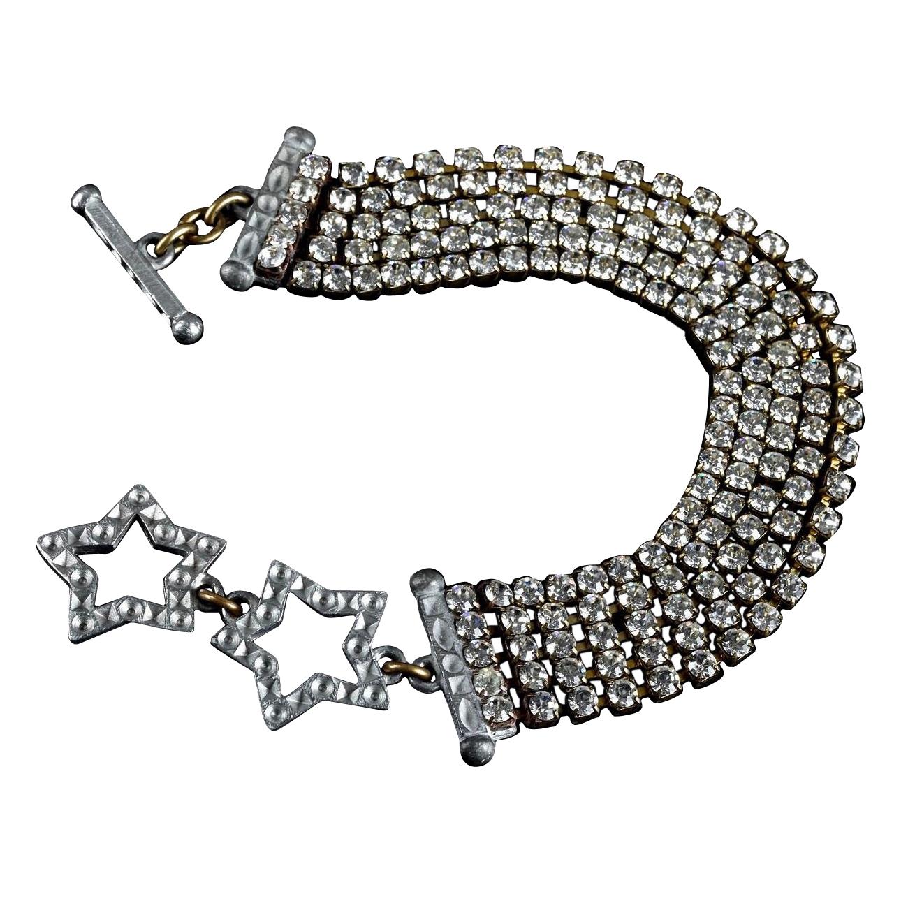 Vintage YVES SAINT LAURENT Ysl Star Multi Layer Rhinestone Bracelet