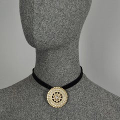 Vintage YVES SAINT LAURENT Ysl Star Rhinestone Medallion Disc Brooch