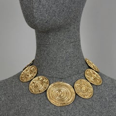 Vintage YVES SAINT LAURENT Ysl Sun Disc Medallion Link Necklace