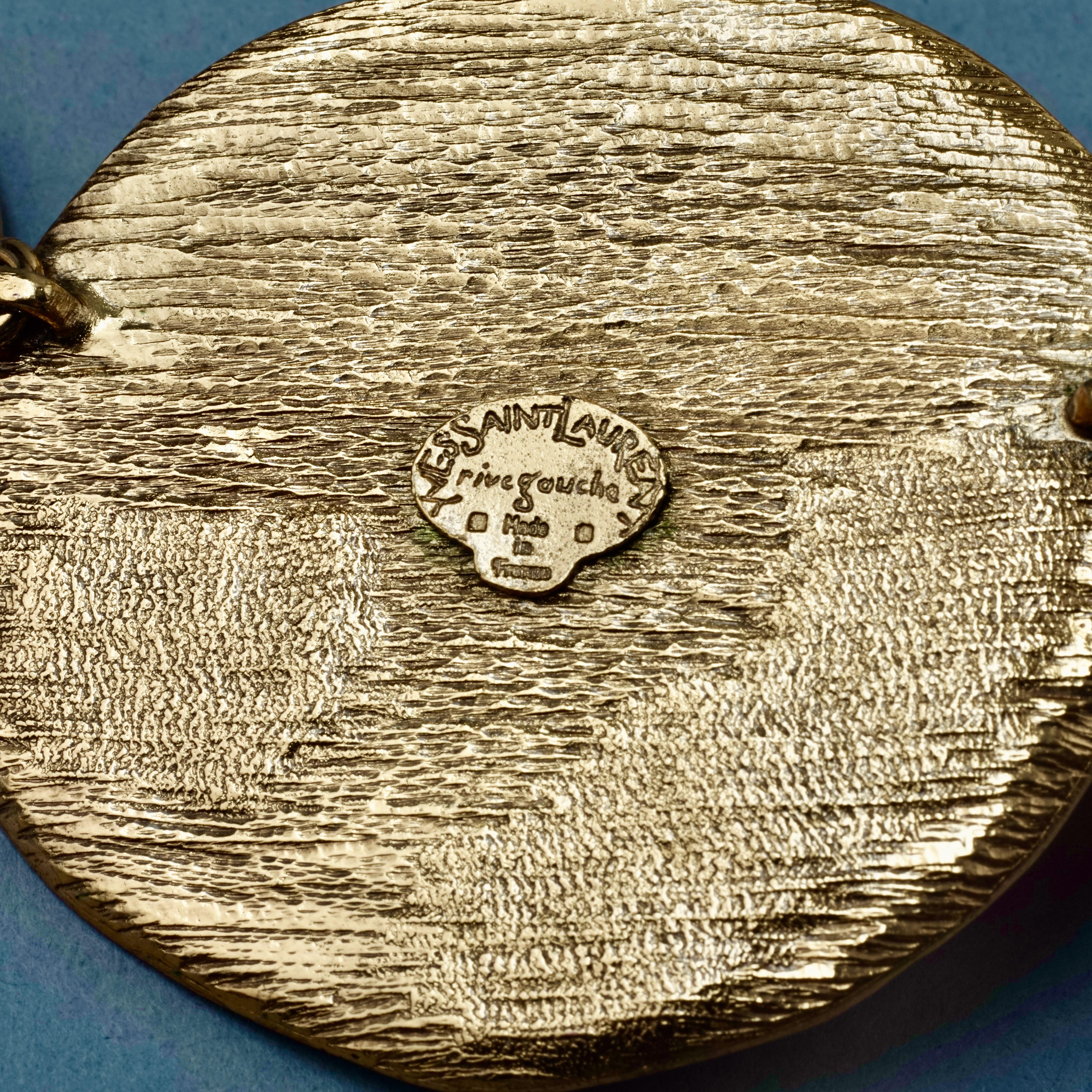 Vintage YVES SAINT LAURENT Ysl Sun Disc Medallion Link Necklace For Sale 2