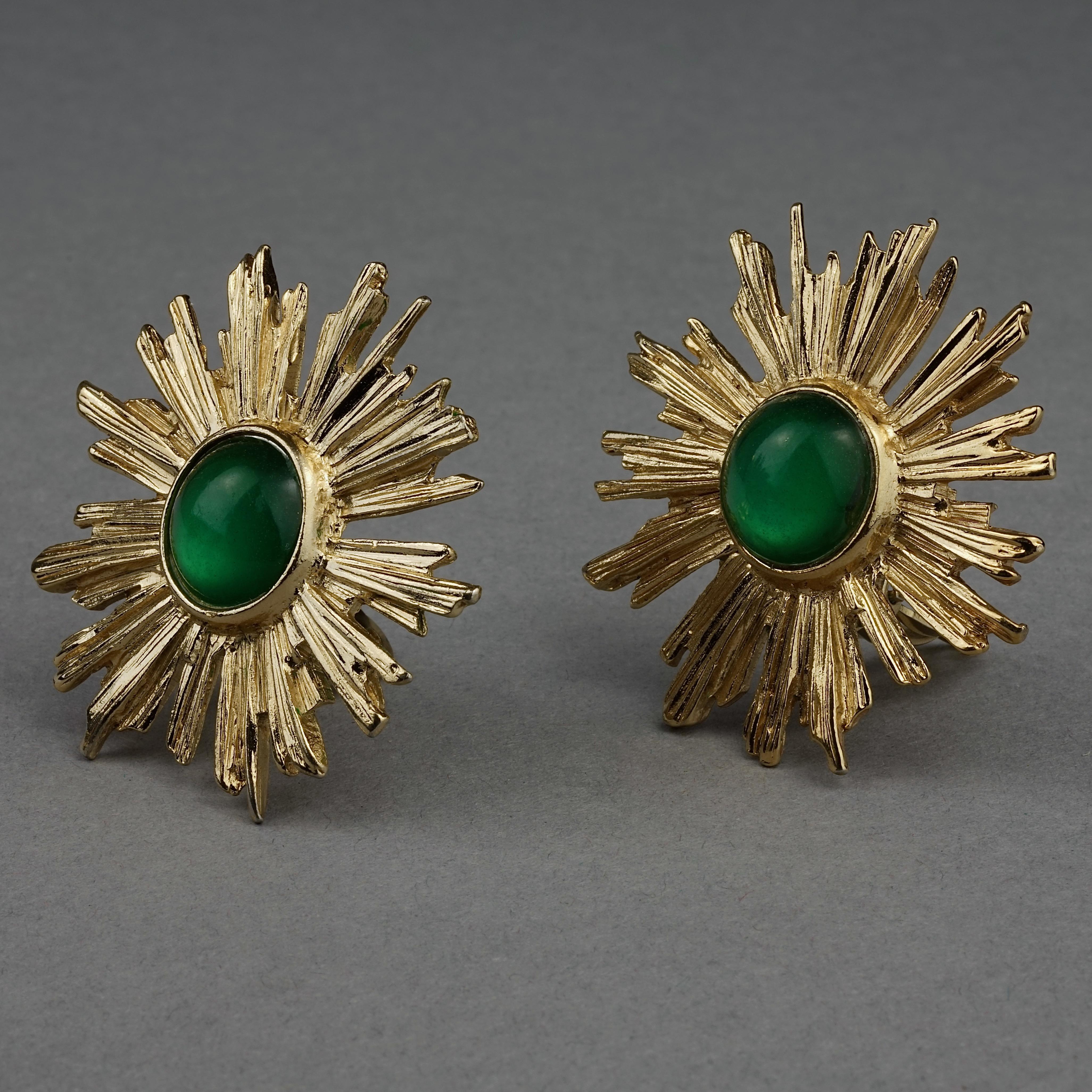 Women's Vintage YVES SAINT LAURENT Ysl Sunburst Emerald Stone Earrings For Sale