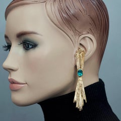 Vintage YVES SAINT LAURENT Ysl Sunburst Rhinestone Dangling Earrings