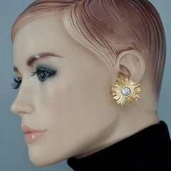 Vintage YVES SAINT LAURENT Ysl Sunburst Rhinestone Earrings