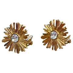 Vintage YVES SAINT LAURENT Ysl Sunburst Rhinestone Earrings