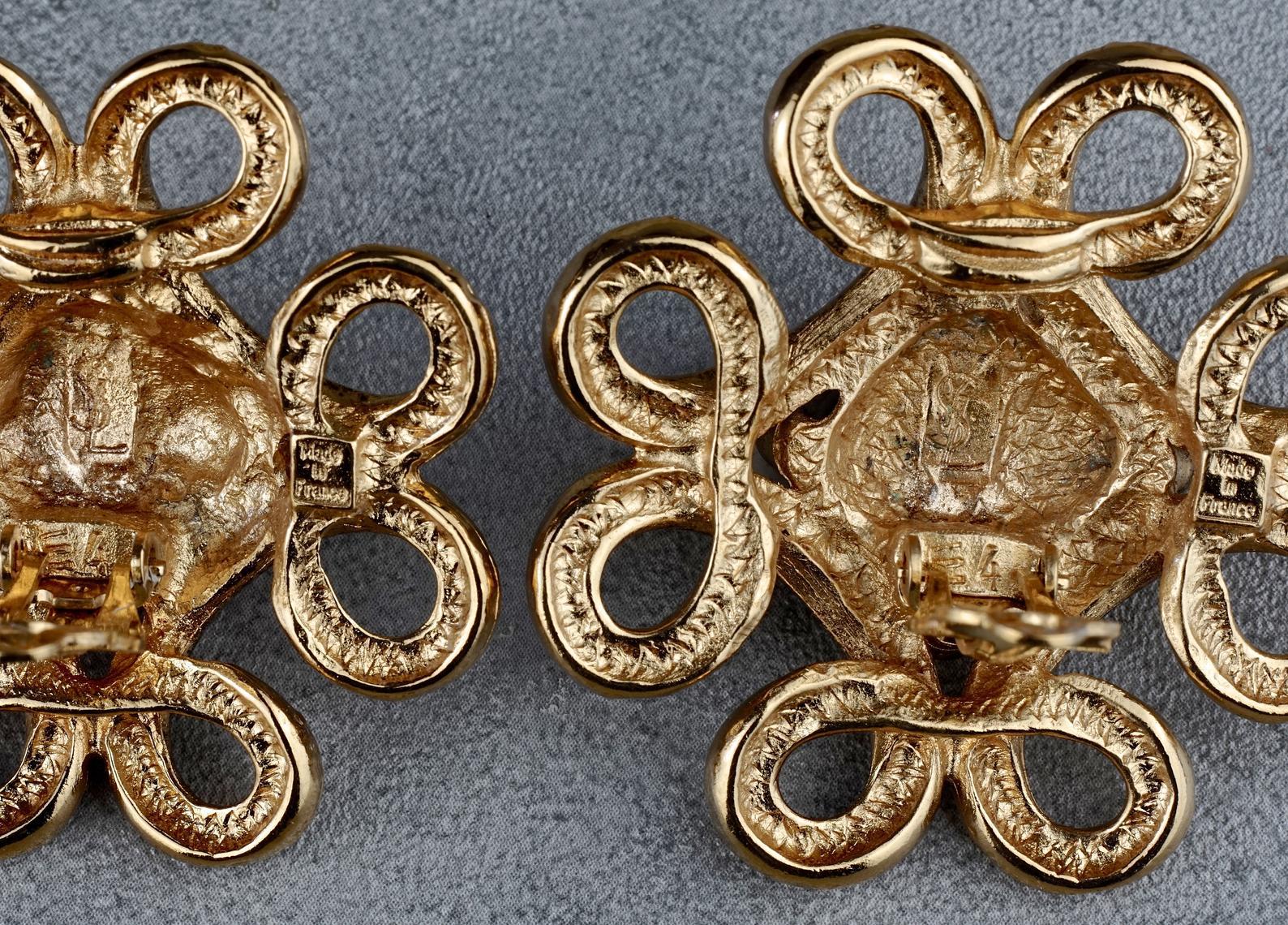 Vintage YVES SAINT LAURENT Ysl Swirl Nugget Earrings 6