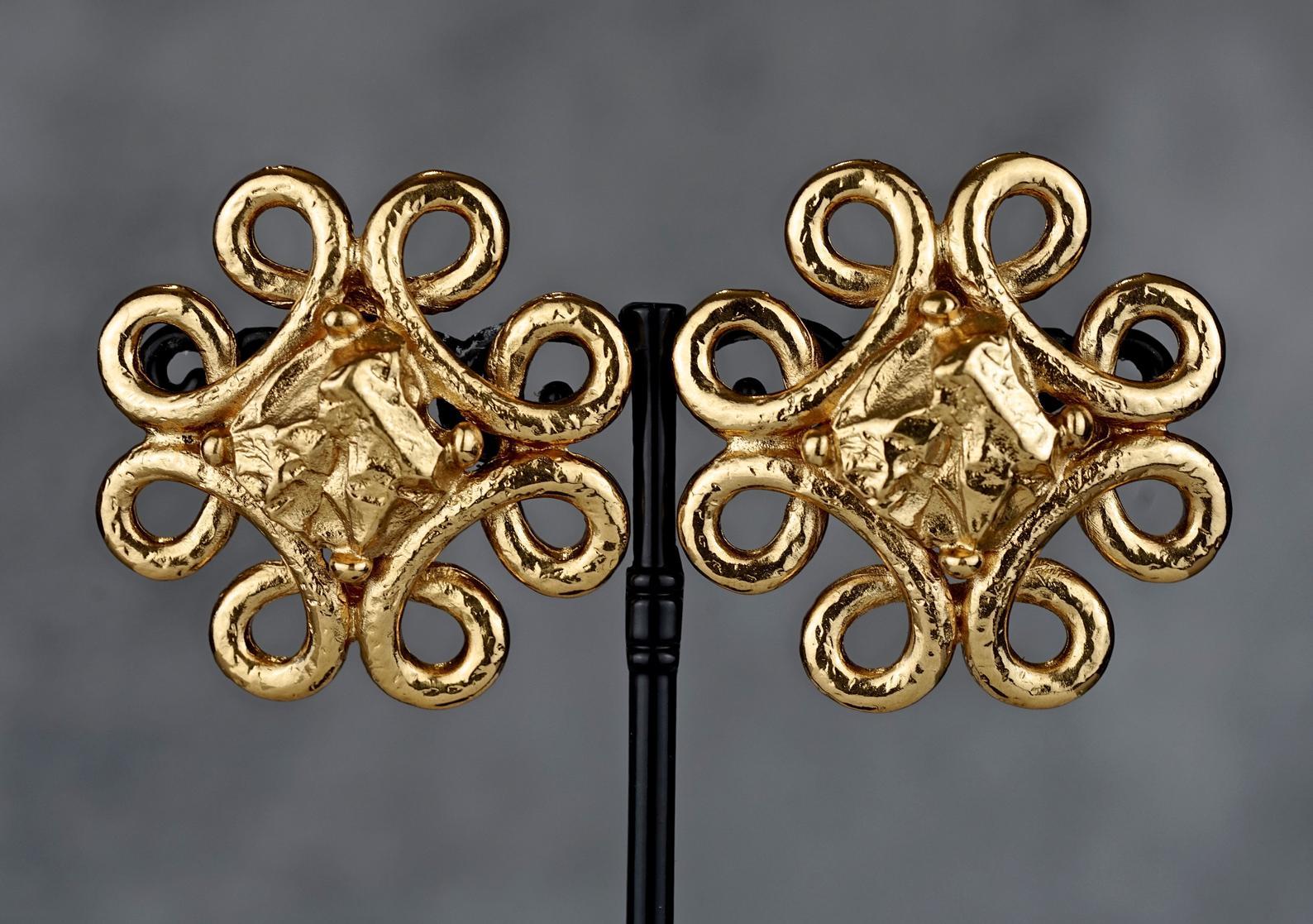 Vintage YVES SAINT LAURENT Ysl Swirl Nugget Earrings 3