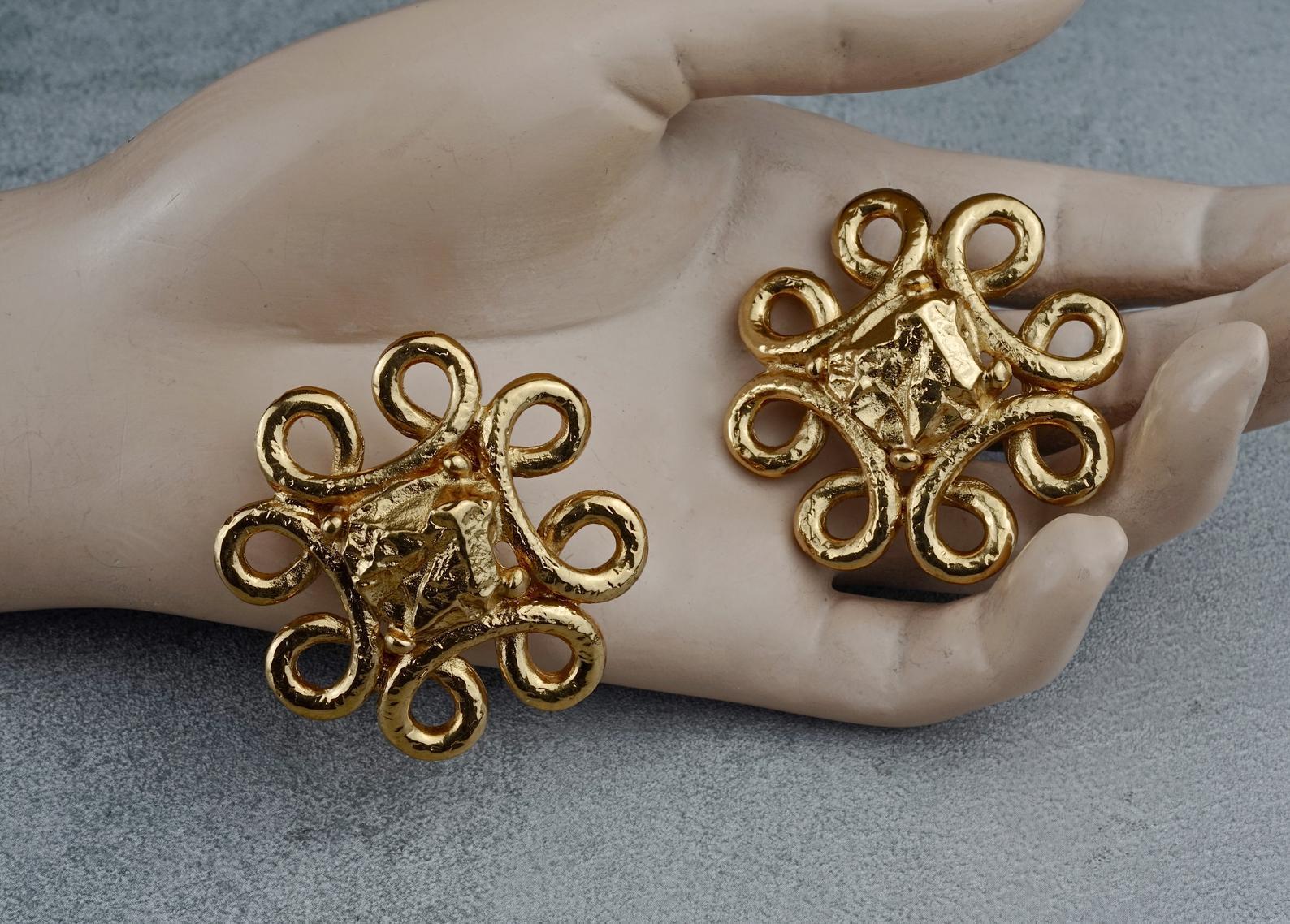 Vintage YVES SAINT LAURENT Ysl Swirl Nugget Earrings 4