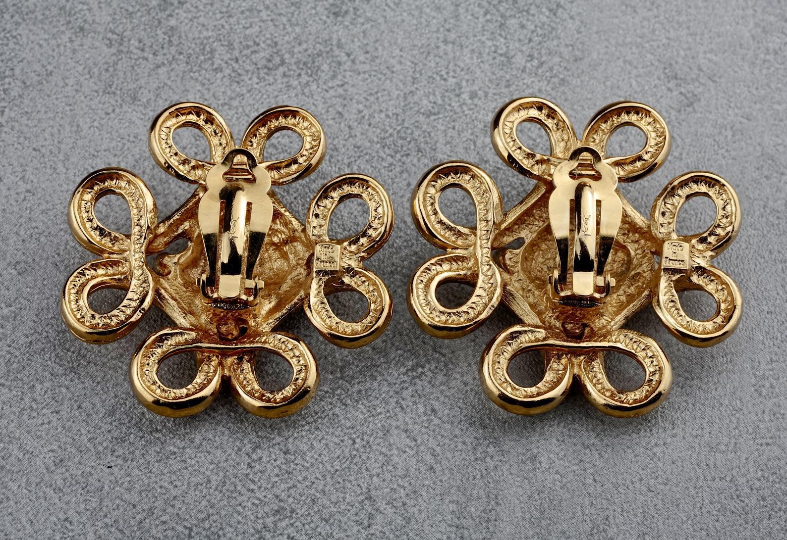 Vintage YVES SAINT LAURENT Ysl Swirl Nugget Earrings 5