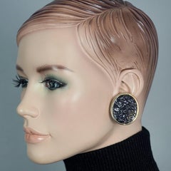Vintage YVES SAINT LAURENT Ysl Textured Black Nugget Oval Earrings