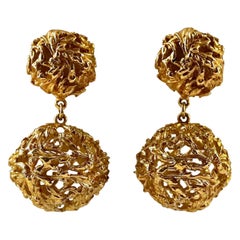 Vintage YVES SAINT LAURENT Ysl Textured Coiled Ball Dangling Earrings