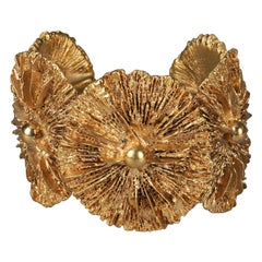 Vintage YVES SAINT LAURENT Ysl Textured Coral Link Cuff Bracelet