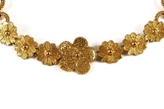 Vintage YVES SAINT LAURENT Ysl Textured Flower Chain Link Necklace