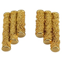 Vintage YVES SAINT LAURENT Ysl Textured Modernist Tubular Pipe Earrings