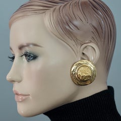 Vintage YVES SAINT LAURENT Ysl Textured Nugget Disc Earrings