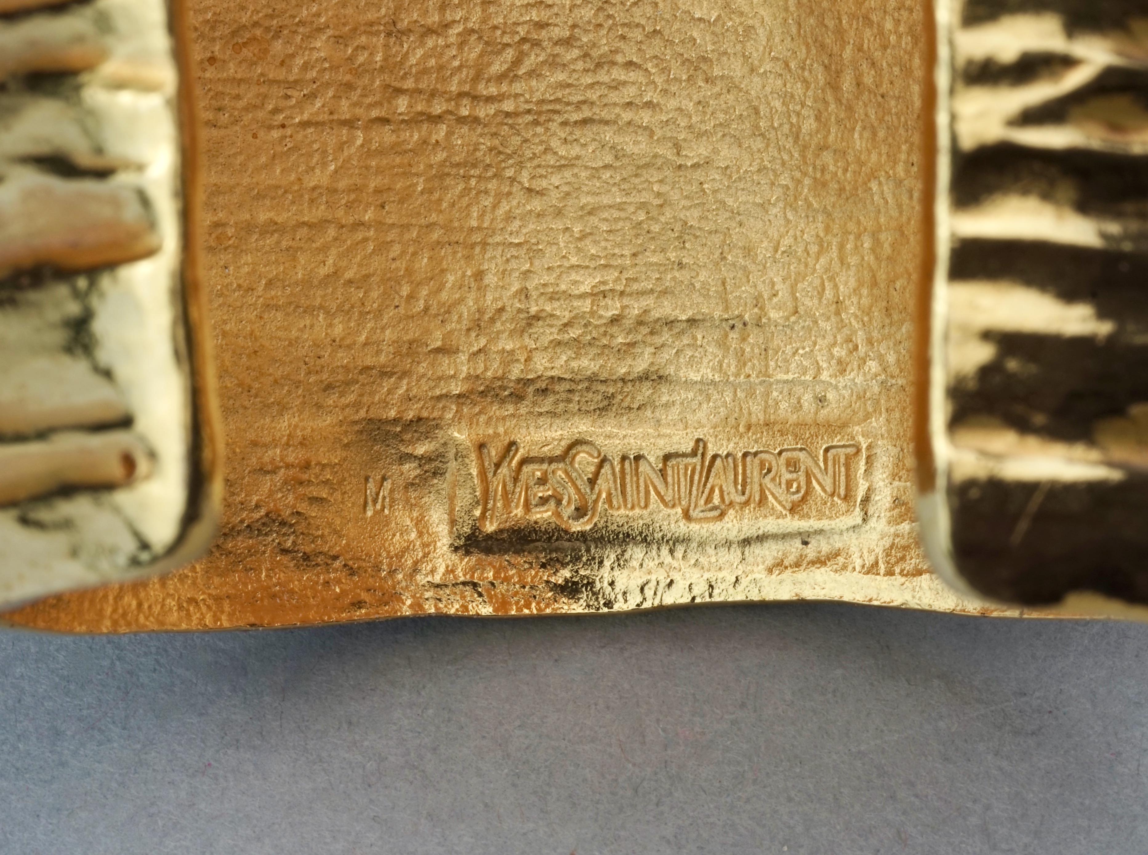 Vintage YVES SAINT LAURENT Ysl Textured Ribbed Wide Cuff Bracelet 5
