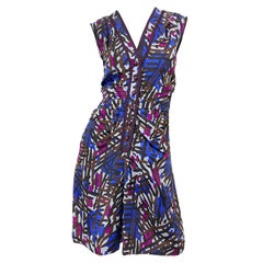 Vintage YSL Yves Saint Laurent YSL Tribal Graffiti Purple + Pink Silk Dress