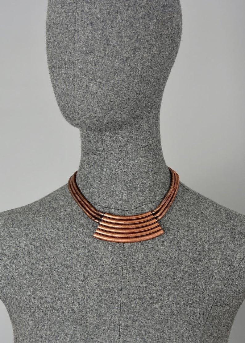 Women's Vintage YVES SAINT LAURENT Ysl Tubular Modernist Choker Necklace For Sale