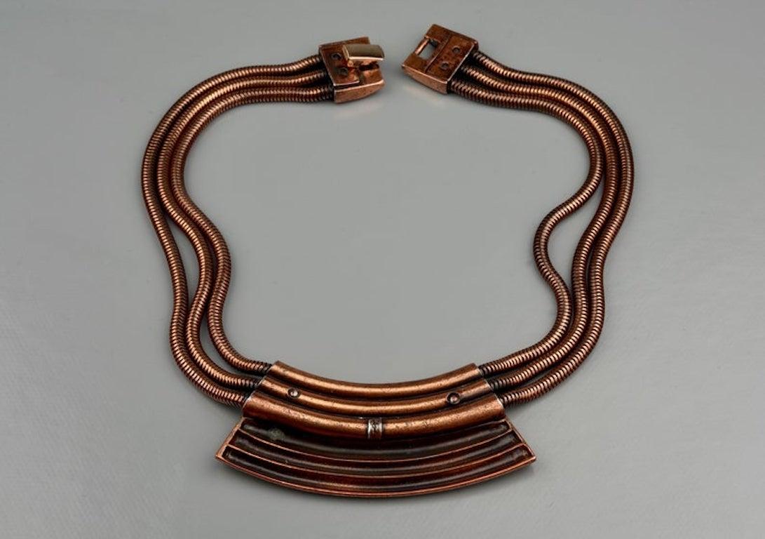 Vintage YVES SAINT LAURENT Ysl Tubular Modernist Choker Necklace For Sale 2