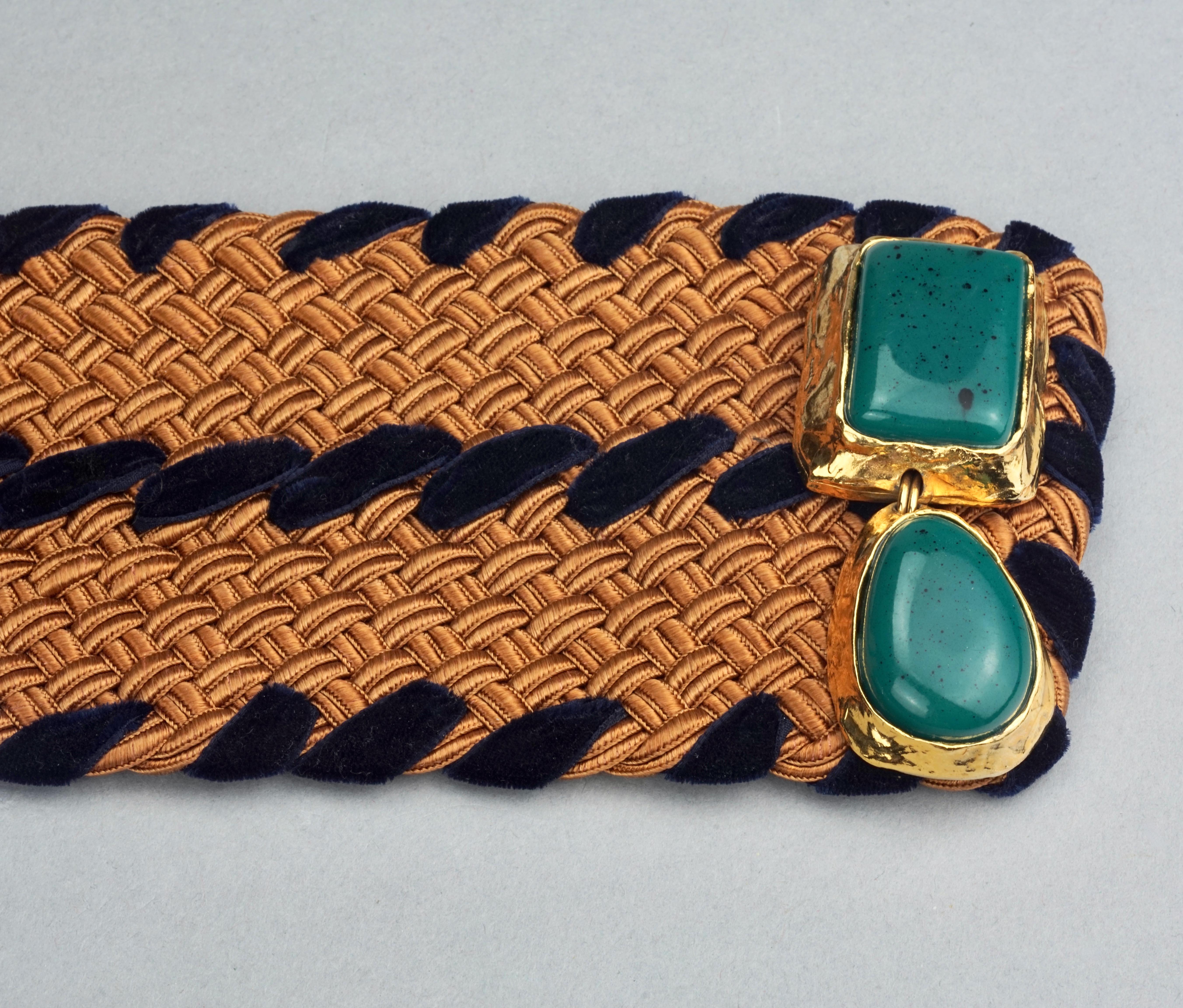 Women's Vintage YVES SAINT LAURENT Ysl Turquoise Jewel Buckle Woven Passementerie  Belt