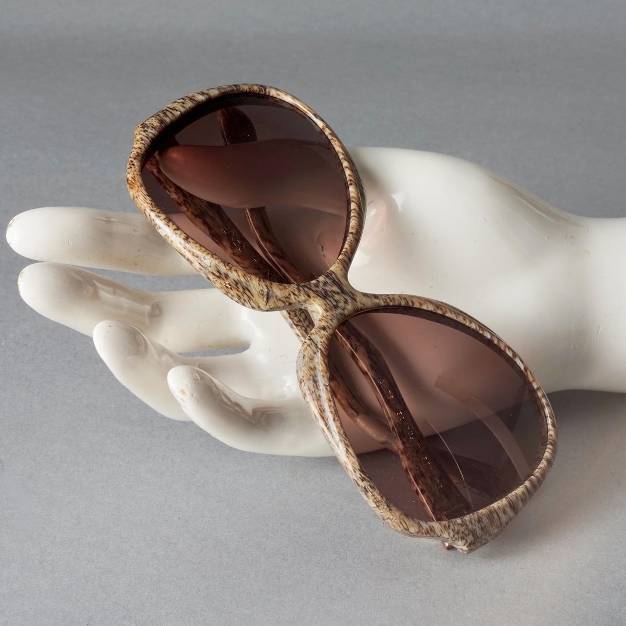 Vintage YVES SAINT LAURENT Ysl Wood Illusion Oversized Sunglasses 3