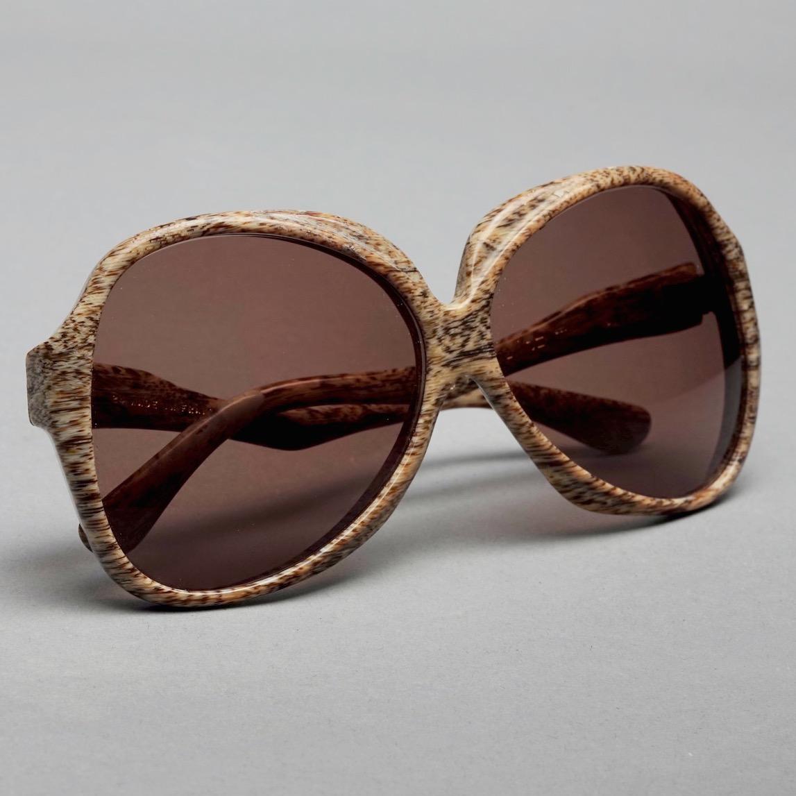 Vintage YVES SAINT LAURENT Ysl Wood Illusion Oversized Sunglasses 2