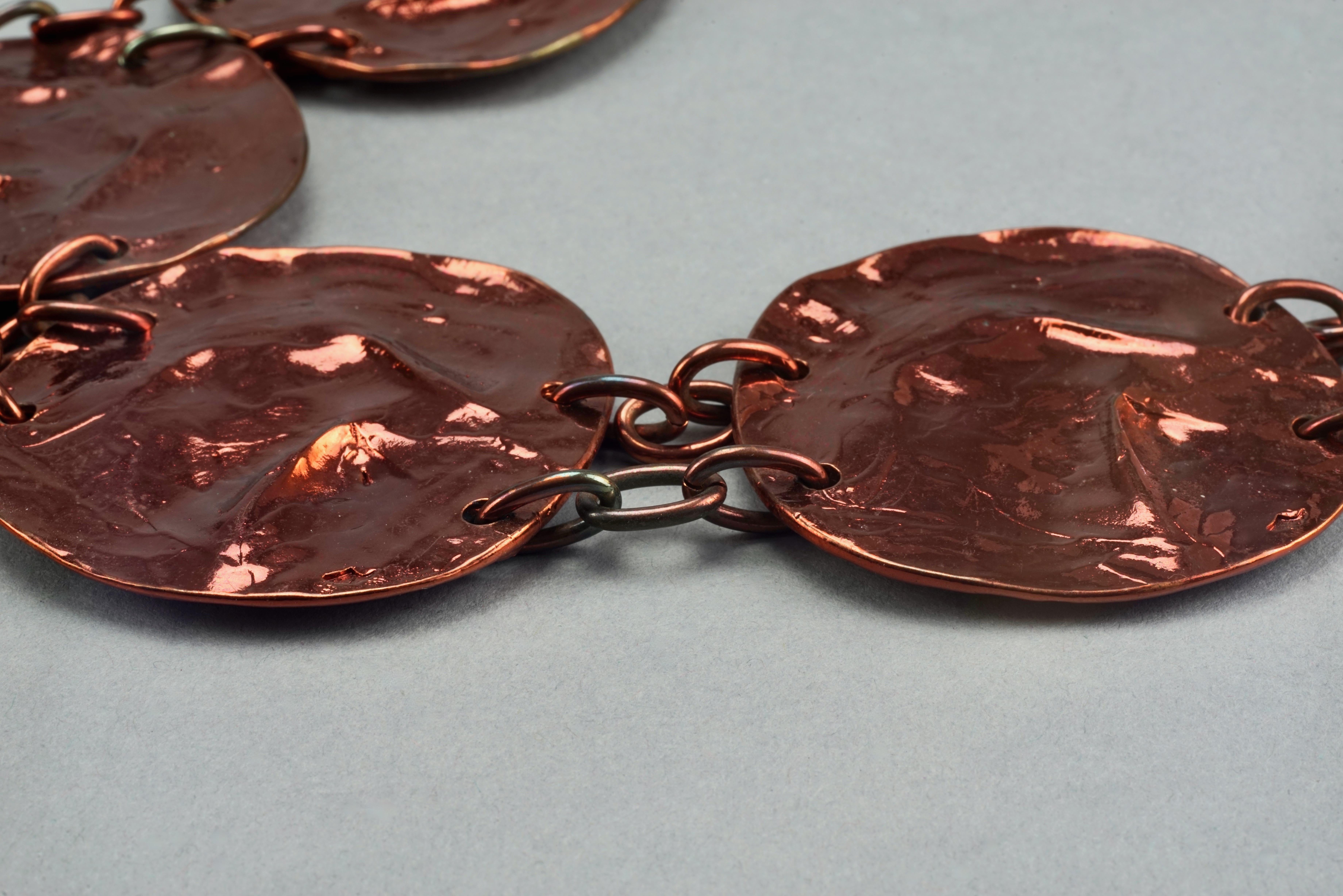 Brown Vintage YVES SAINT LAURENT Ysl Wrinkled Copper Disc Link Belt For Sale
