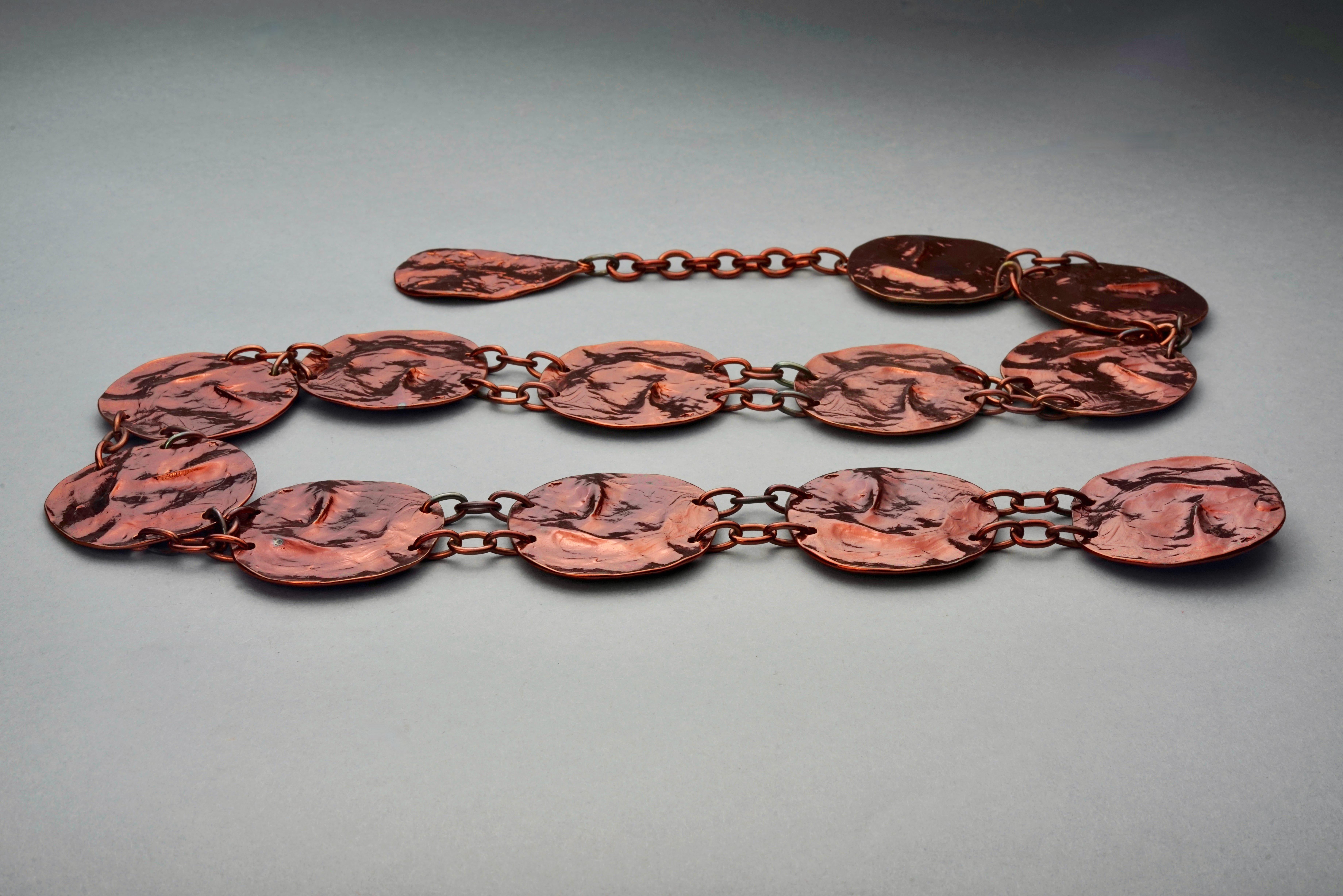 Women's Vintage YVES SAINT LAURENT Ysl Wrinkled Copper Disc Link Belt For Sale