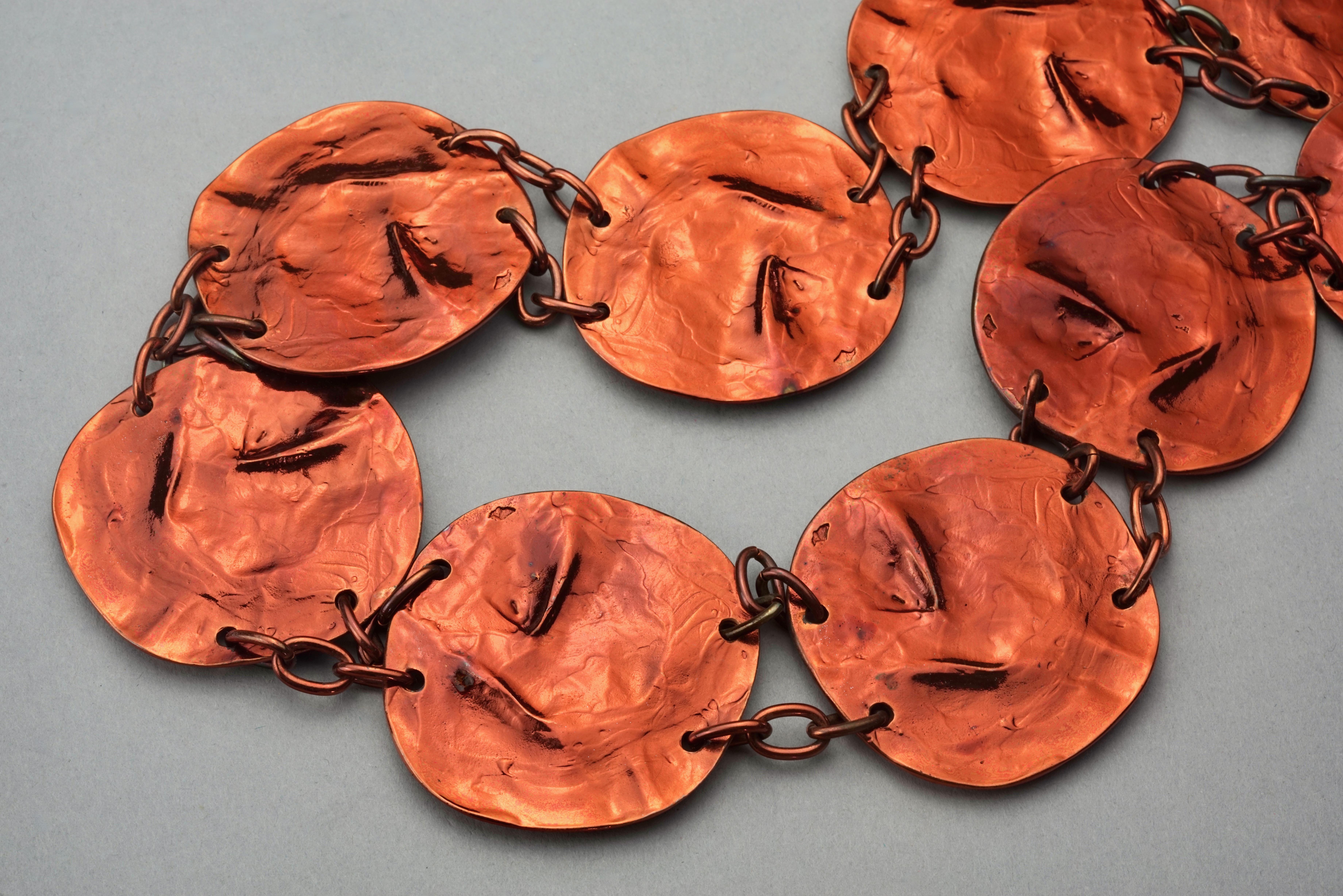 Vintage YVES SAINT LAURENT Ysl Wrinkled Copper Disc Link Belt For Sale 3