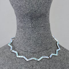 Vintage YVES SAINT LAURENT Ysl Zigzag Blue Rhinestone Necklace