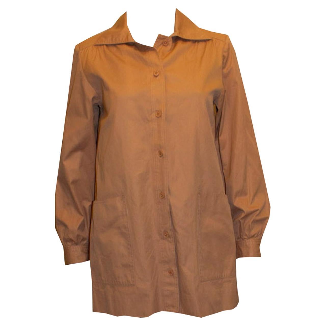 Vintage Yves Sait Laurent Rive Gauche Pale Pink Shacket  ( shirt /jacket) For Sale