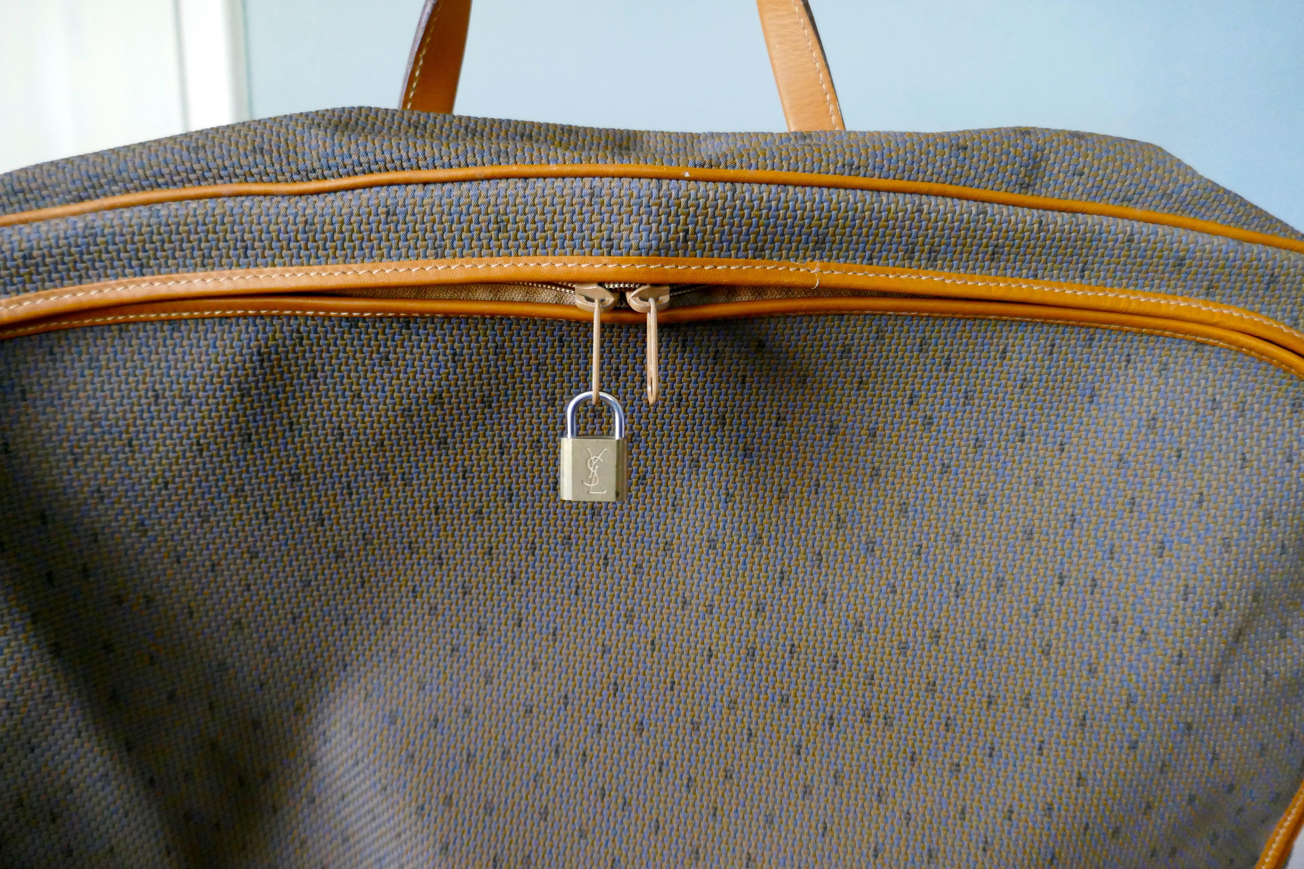 Vintage Yves St Laurent Monogram Garment Carrier Bag, Hanging Cabin Case For Sale 4