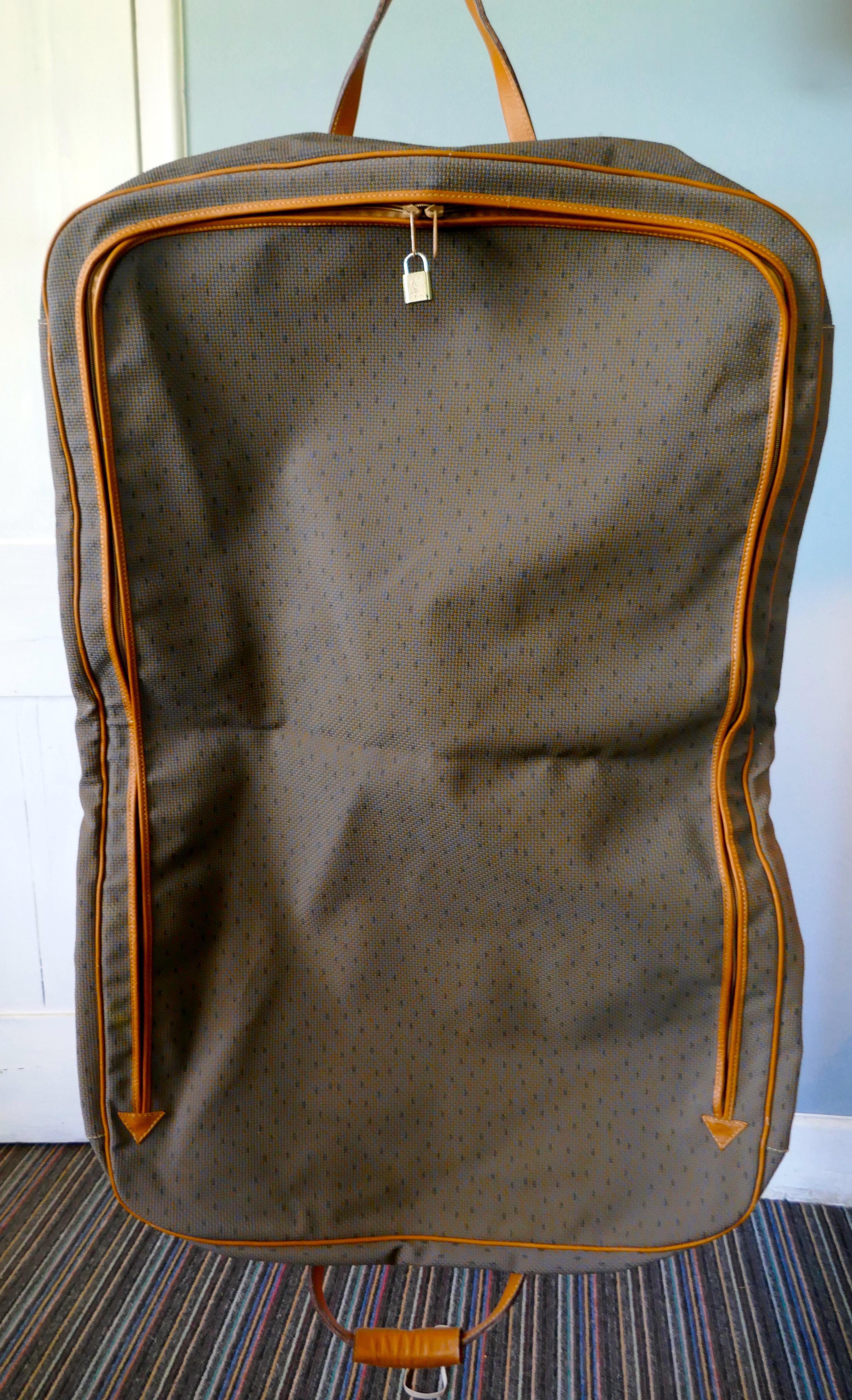 Vintage Yves St Laurent Monogram Garment Carrier Bag, Hanging Cabin Case For Sale 5