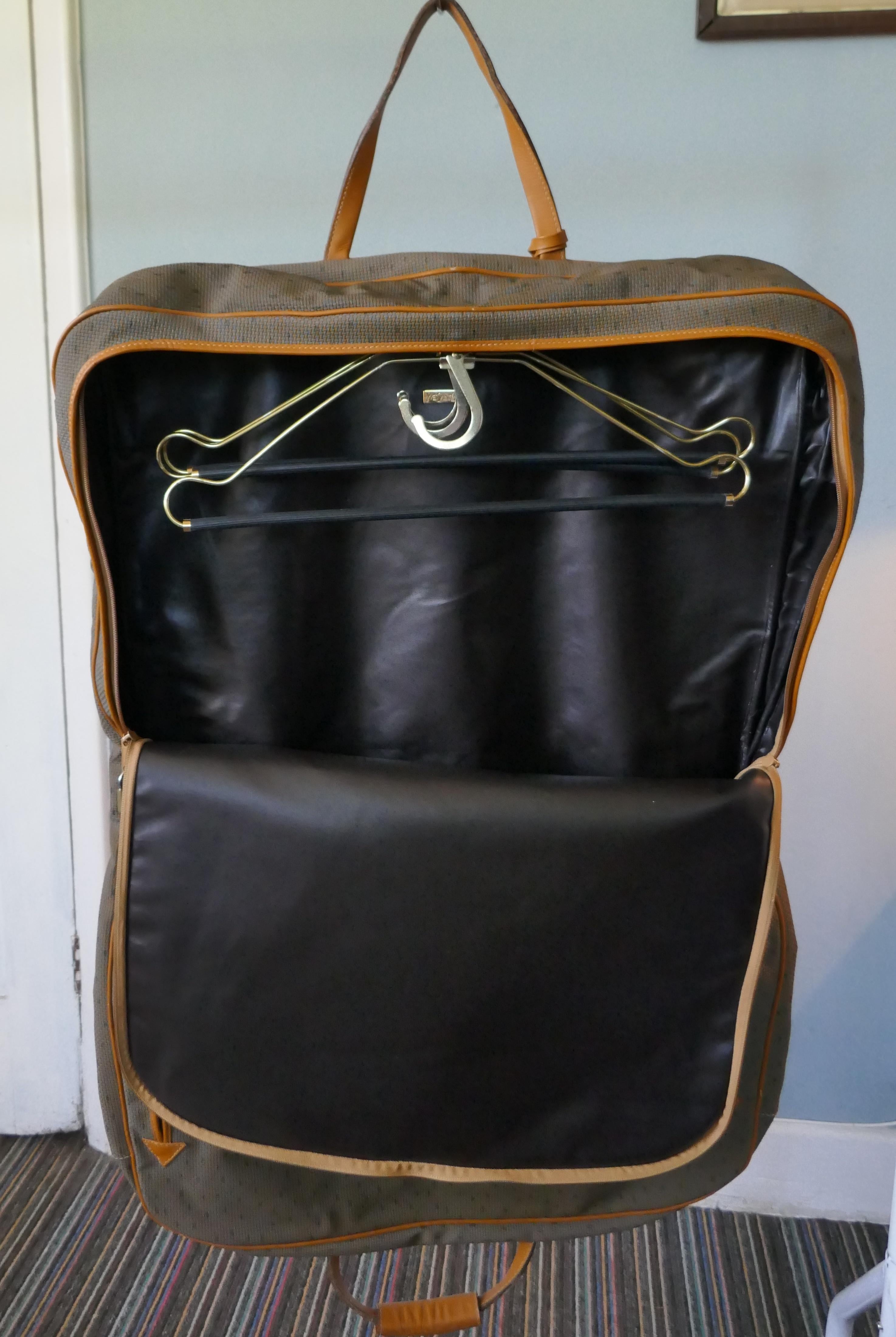 Black Vintage Yves St Laurent Monogram Garment Carrier Bag, Hanging Cabin Case For Sale