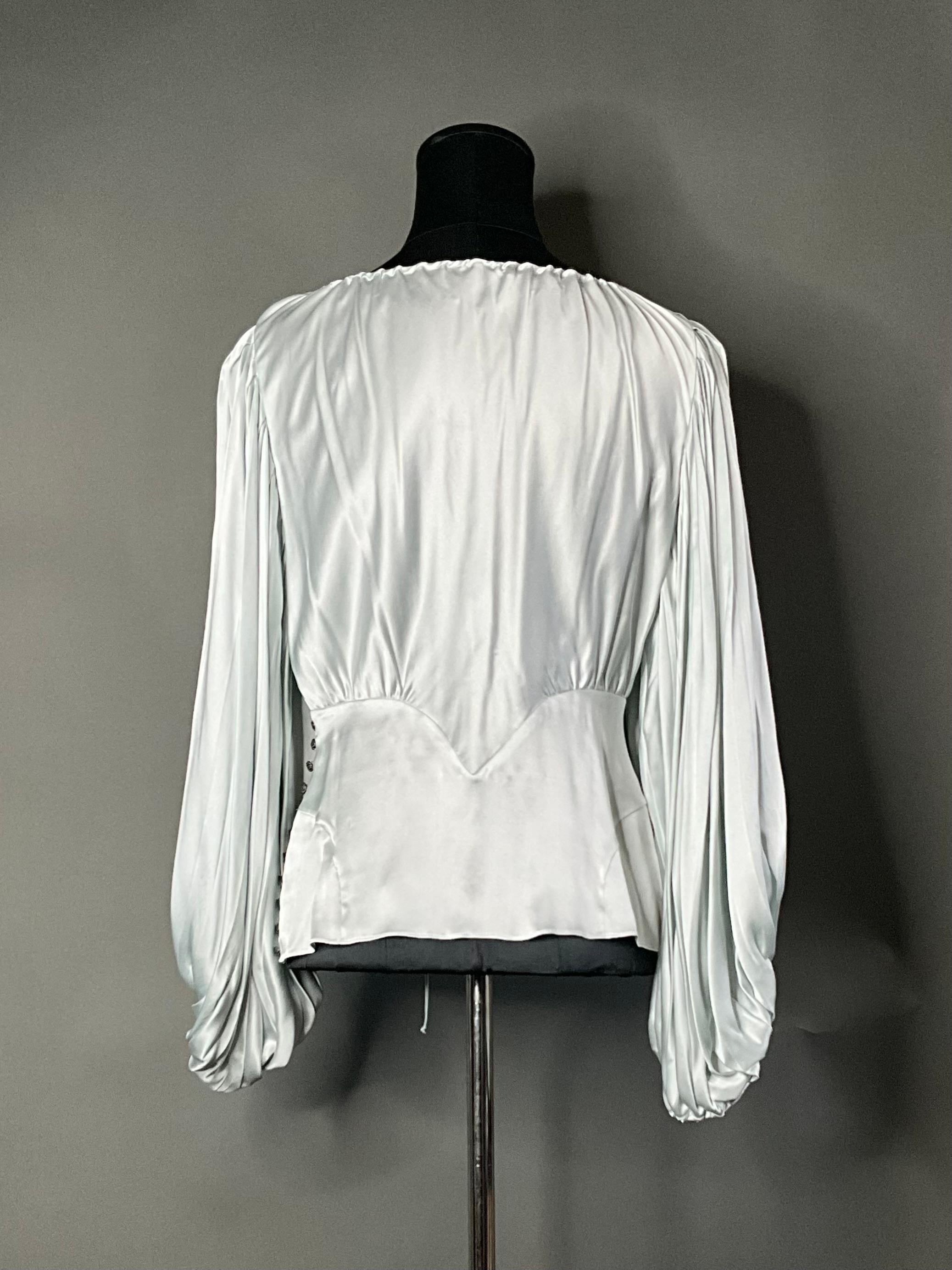Chemisier paysan vintage Zac Posen en satin de soie en vente 1