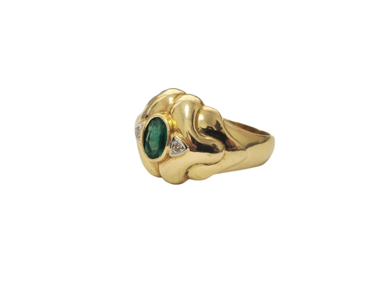 Vintage Smaragdring aus Sambia in 14K Gelbgold (Ovalschliff) im Angebot