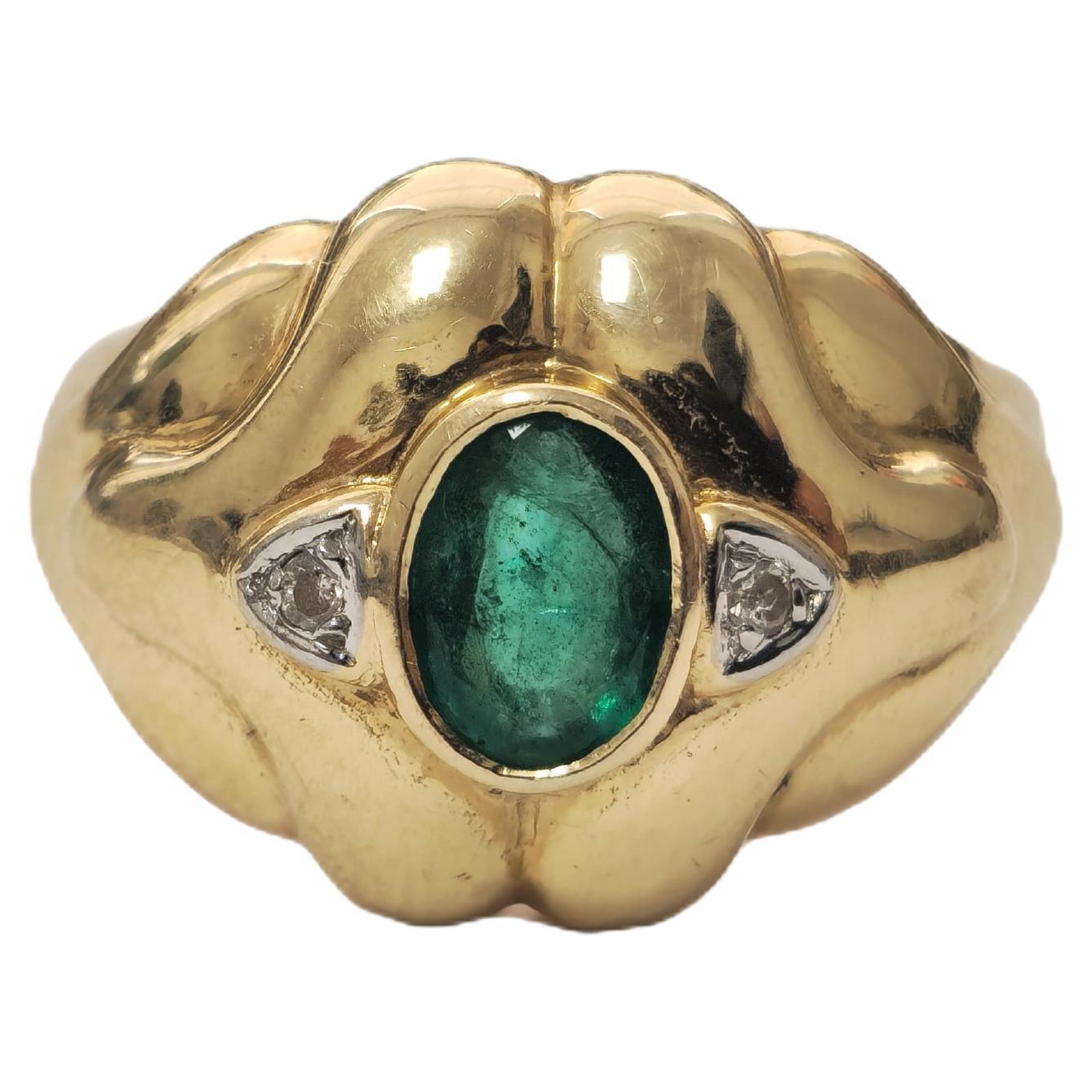 Vintage Zambian Emerald Ring in 14K Yellow Gold