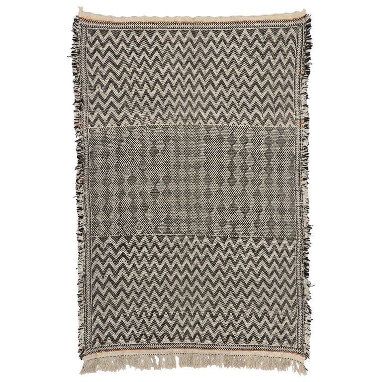 Vintage Zanafi Moroccan Kilim Rug with Zillij Style, Moroccan Tile
