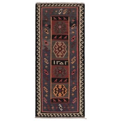 Vintage Zanjan Persian Kilim Runner Rug, Gray with Tribal Motifs - Rug & Kilim