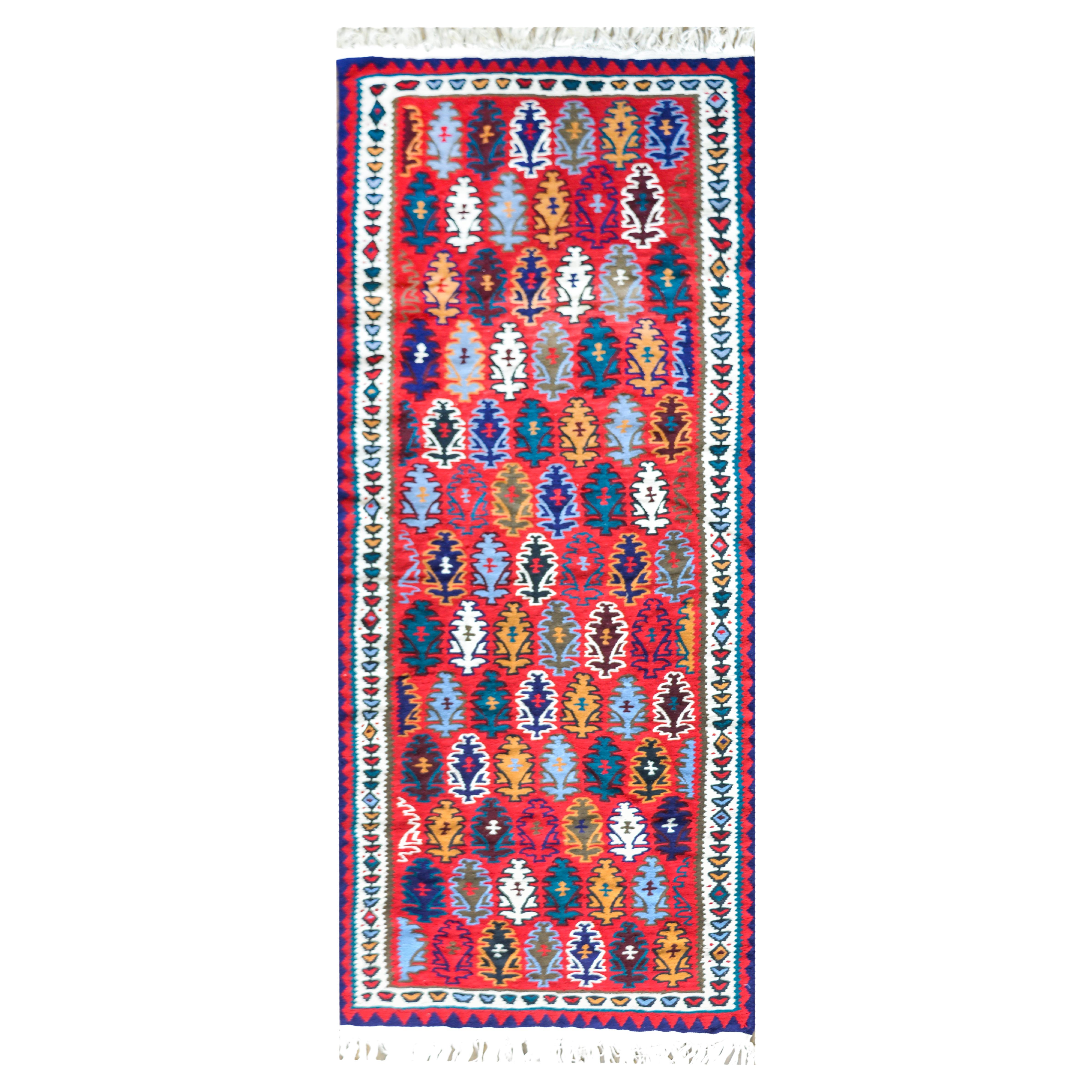 Bold Vintage Zarand Kilim Runner For Sale at 1stDibs