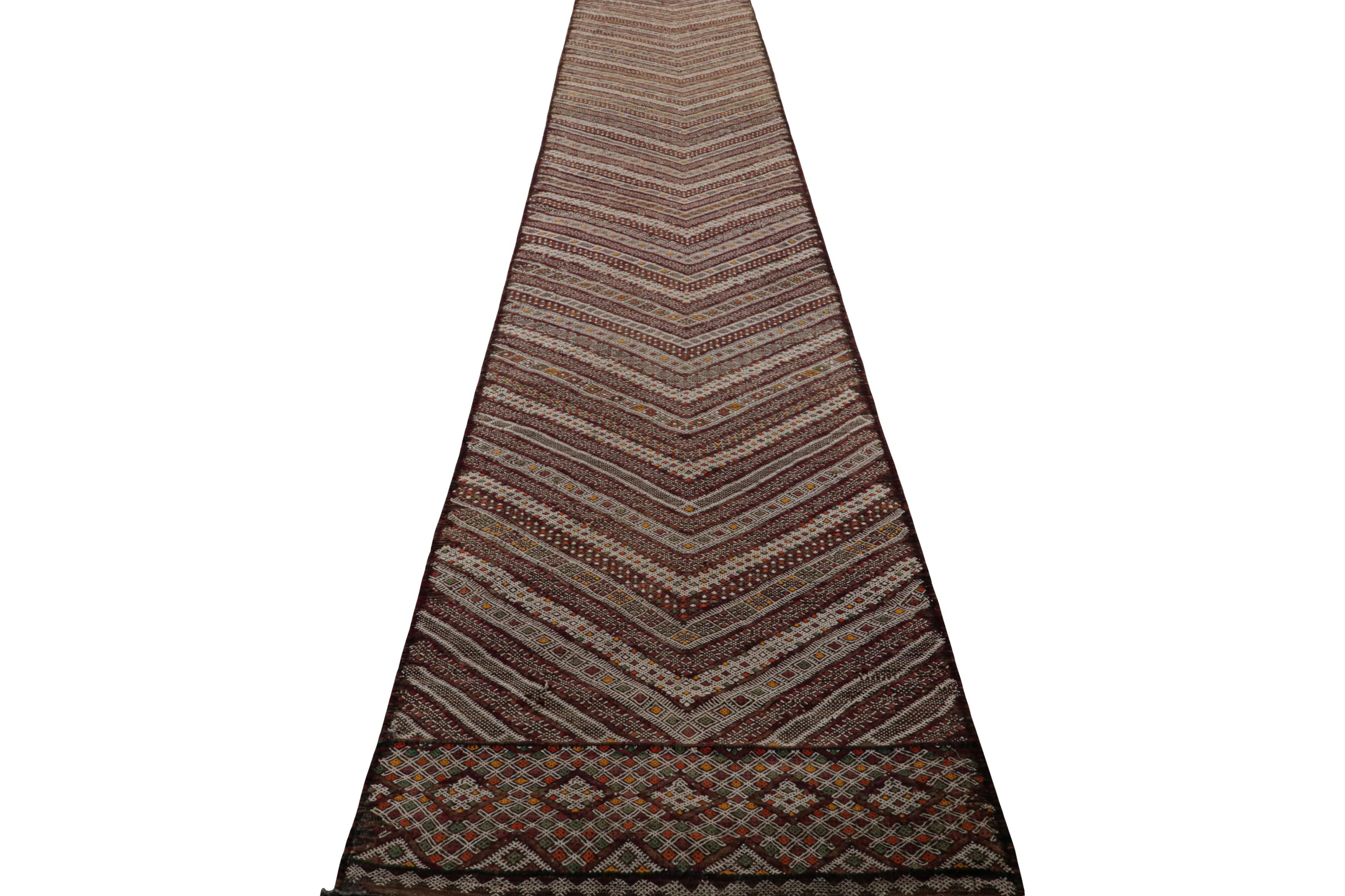 Tribal Vintage Zayane Moroccan Kilim and extra-long Runner Rug, from Rug & Kilim For Sale