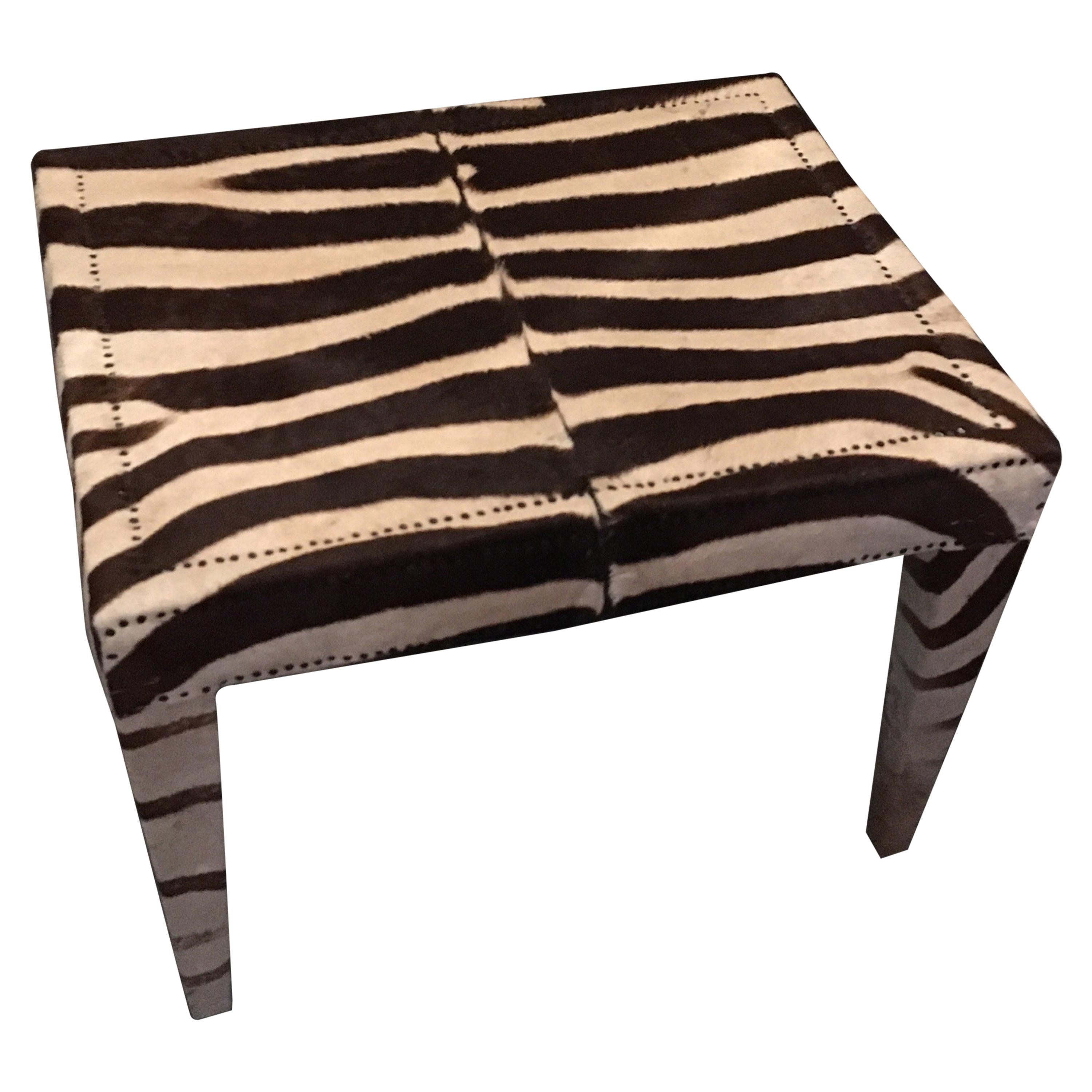 Vintage Zebra and Nailhead Bench / Side Table
