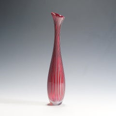 Vintage Zebra Art Glass Vase by Vicke Lindstrand for Kosta 1960s