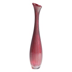 Vaso vintage in vetro artistico Zebra di Vicke Lindstrand per Kosta 1960
