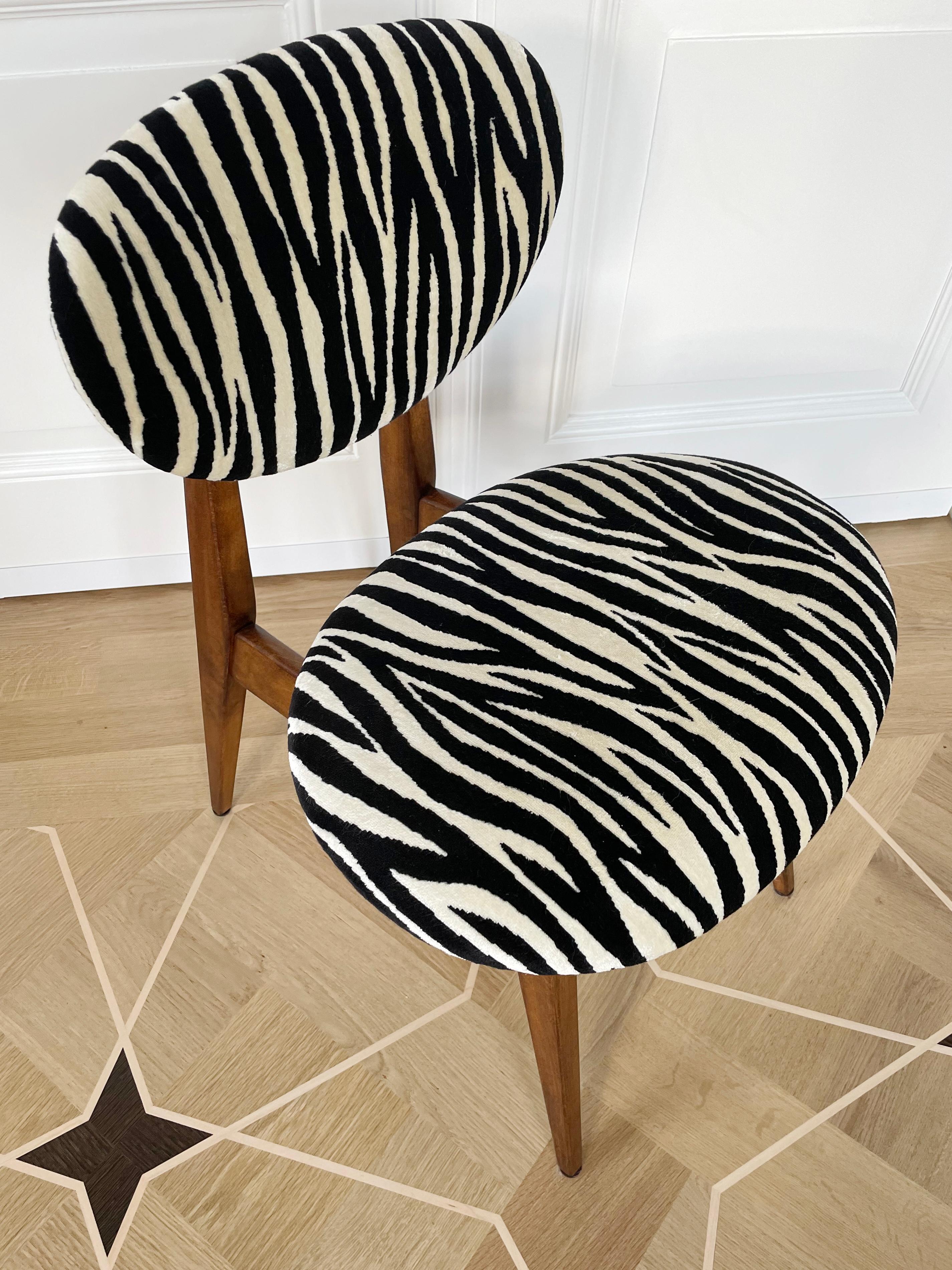 Hand-Crafted Mid century, vintage Zebra Chair, Type 200/128, by J. Kedziorek, Europe, 1960s For Sale