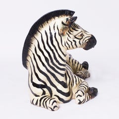 Vintage Zebra in Repose Sculpture or Figure