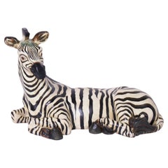 Vintage Zebra in Repose Sculpture or Figure