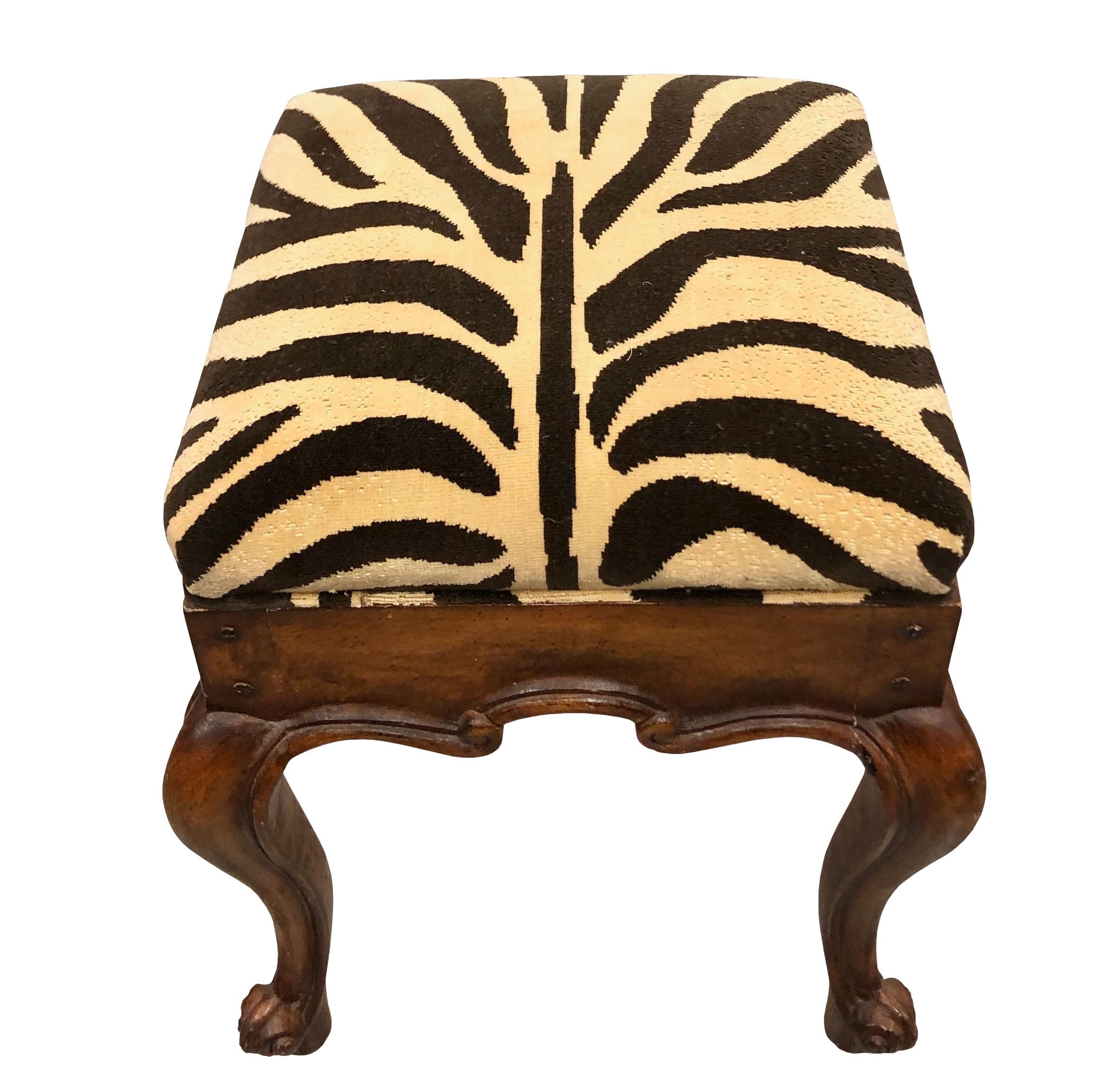 Vintage Zebra Stool In Good Condition For Sale In Tampa, FL