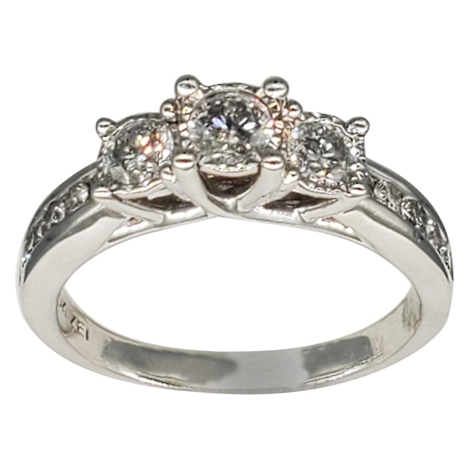 Vintage Zei 1 50 Carat Three Stone Diamond Engagement Ring 10 Karat White Gold For Sale At 1stdibs Vintage Zei 1 50 Carat Three Stone Diamond Engagement Ring 10 Karat White Gold For Sale At 1stdibs