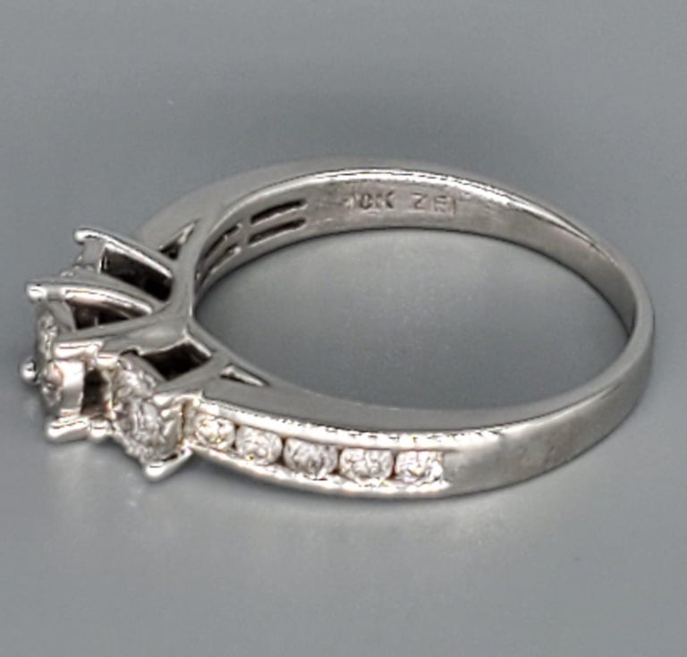 Vintage ZEI 1.50 Carat Three-Stone Diamond Engagement Ring 10 Karat White  Gold For Sale at 1stDibs | 10k zei meaning, 10k zei ring, 14k zei ring